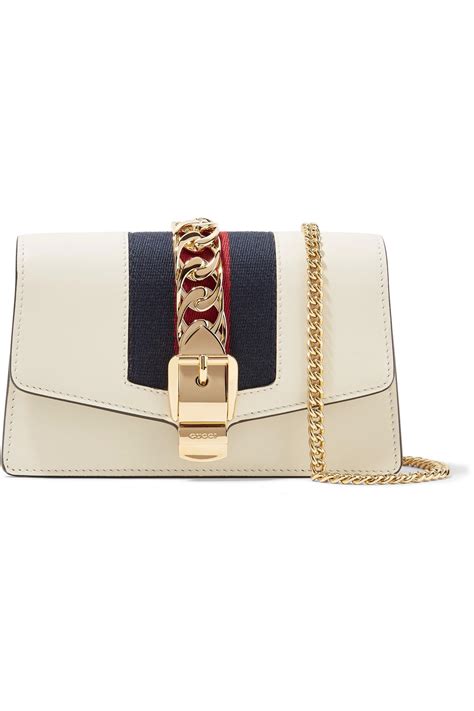 gucci sylvie chain-embellished leather shoulder bag|Gucci chain shoulder bag.